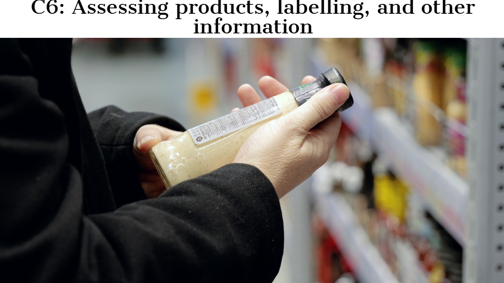 C^ Assessing products labelling and other information